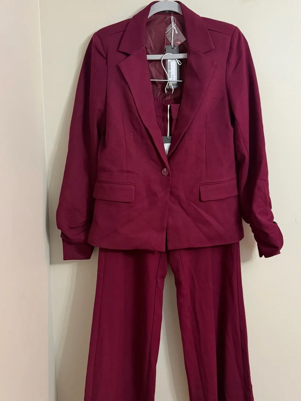Women's Tailored Wine Blazer and Pants Set